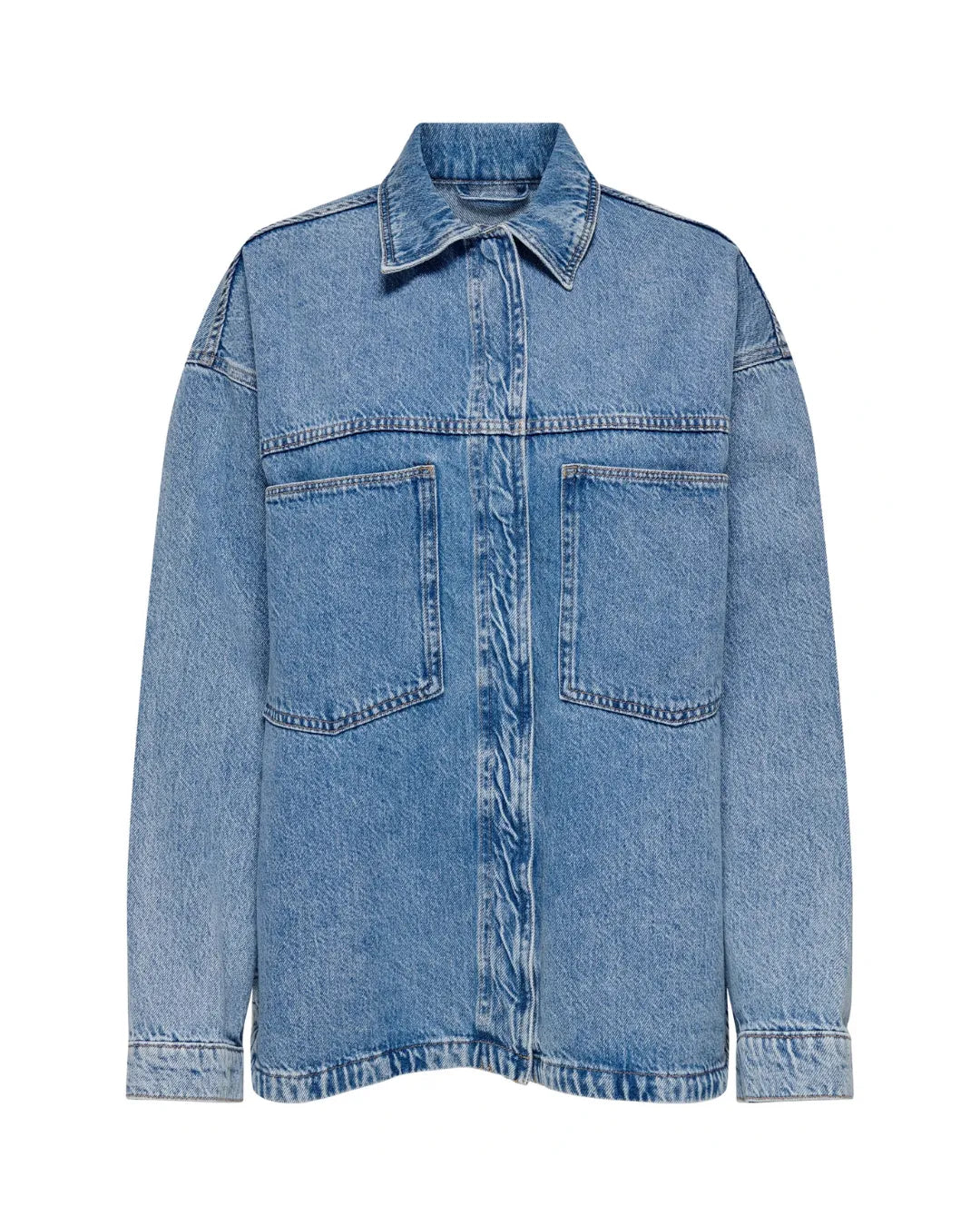 Vintage Blue Denim Shacket for Women Oversized Style