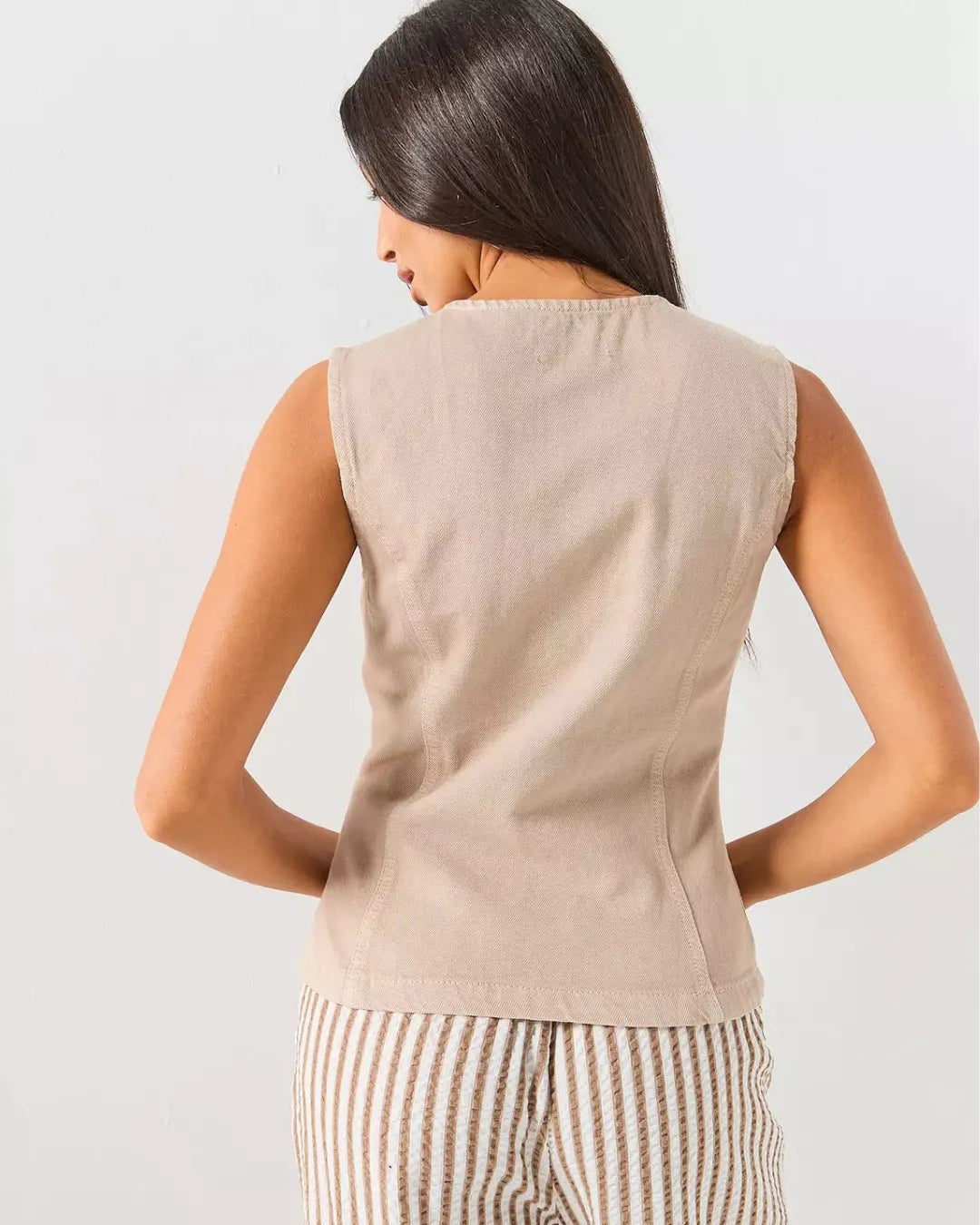 ONLY Women's Sleeveless Waistcoat – Beige Brown