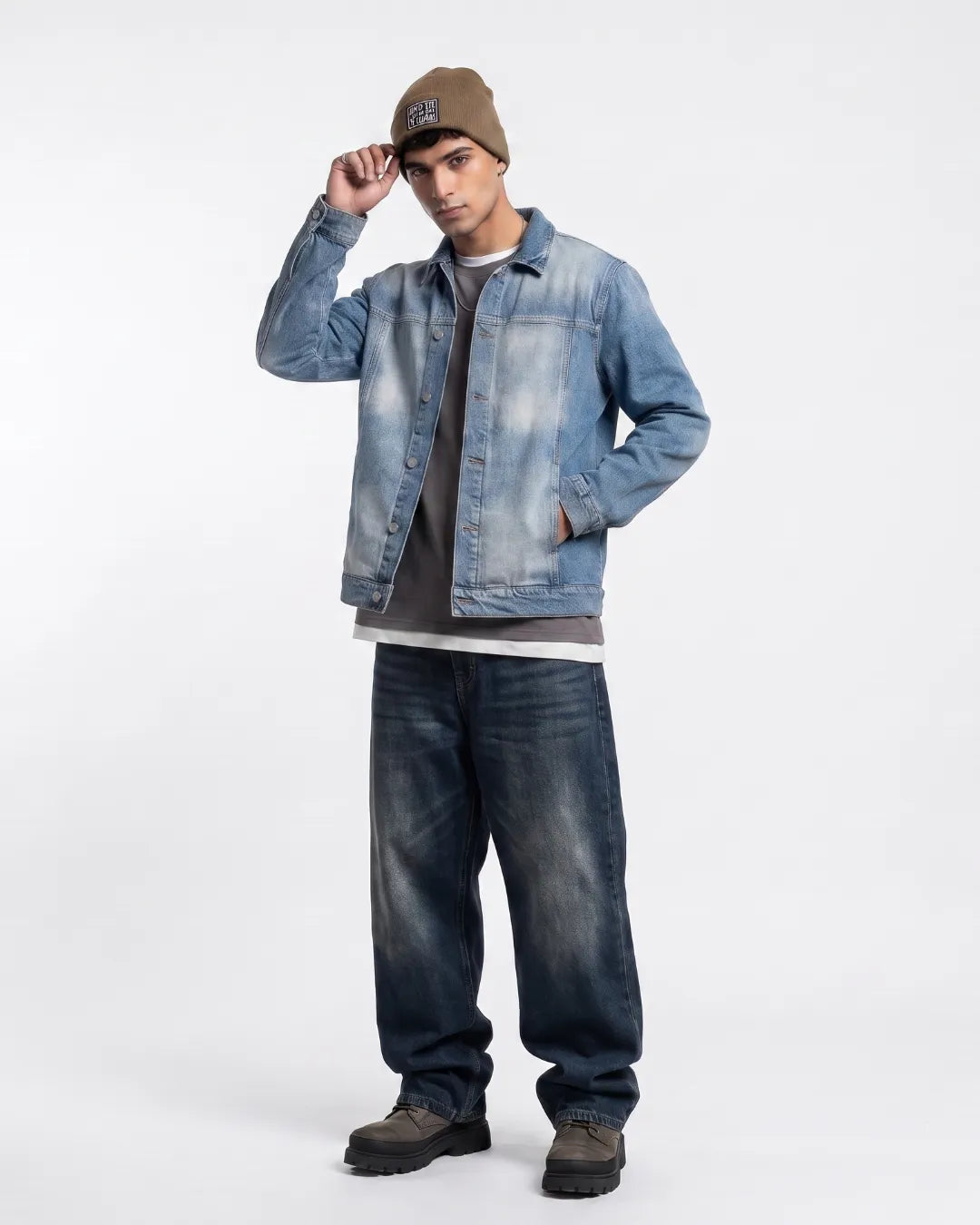 Vintage Wash Oversized Denim Jacket for Men