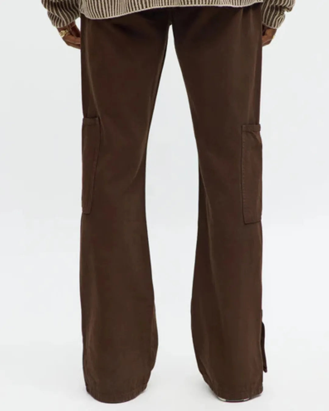 Novamen Men's Brown Stacked Slim Flare Peak Snap Jeans