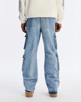 Novamen Men's 8-Pocket Relaxed Loose Fit Cargo Denim