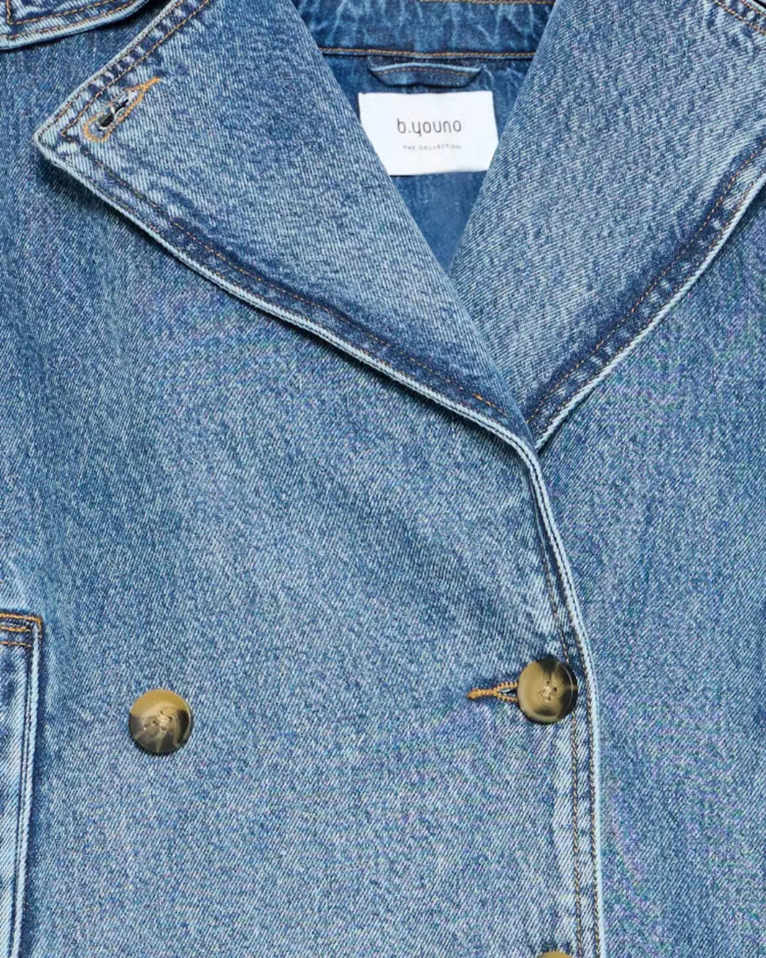 B Young Light Blue Denim Cropped Jacket for Women