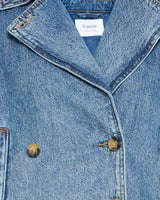 B Young Light Blue Denim Cropped Jacket for Women