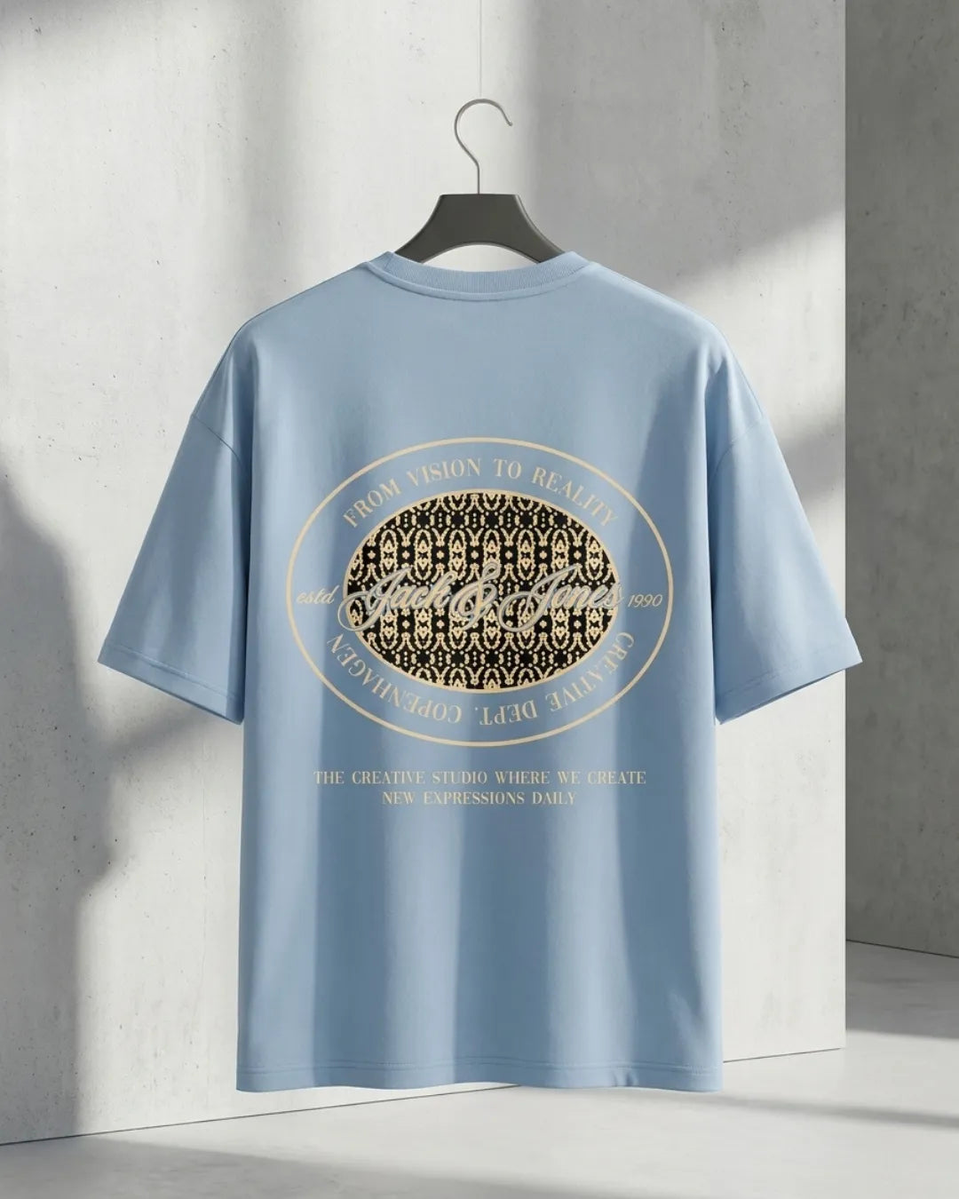 Jack&Jones Ice Blue Oversized Drop Shoulder Graphic Tee