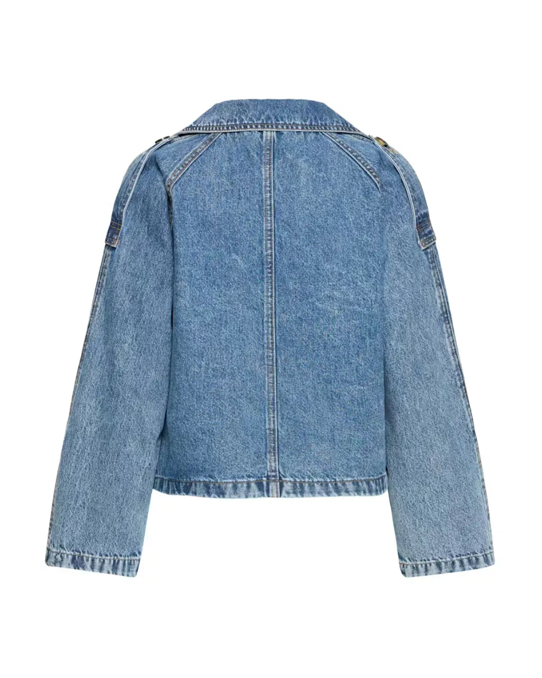 B Young Light Blue Denim Cropped Jacket for Women