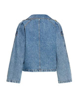 B Young Light Blue Denim Cropped Jacket for Women