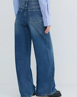 Woman Ostin Super Wide Leg Denim Dark Blue Color