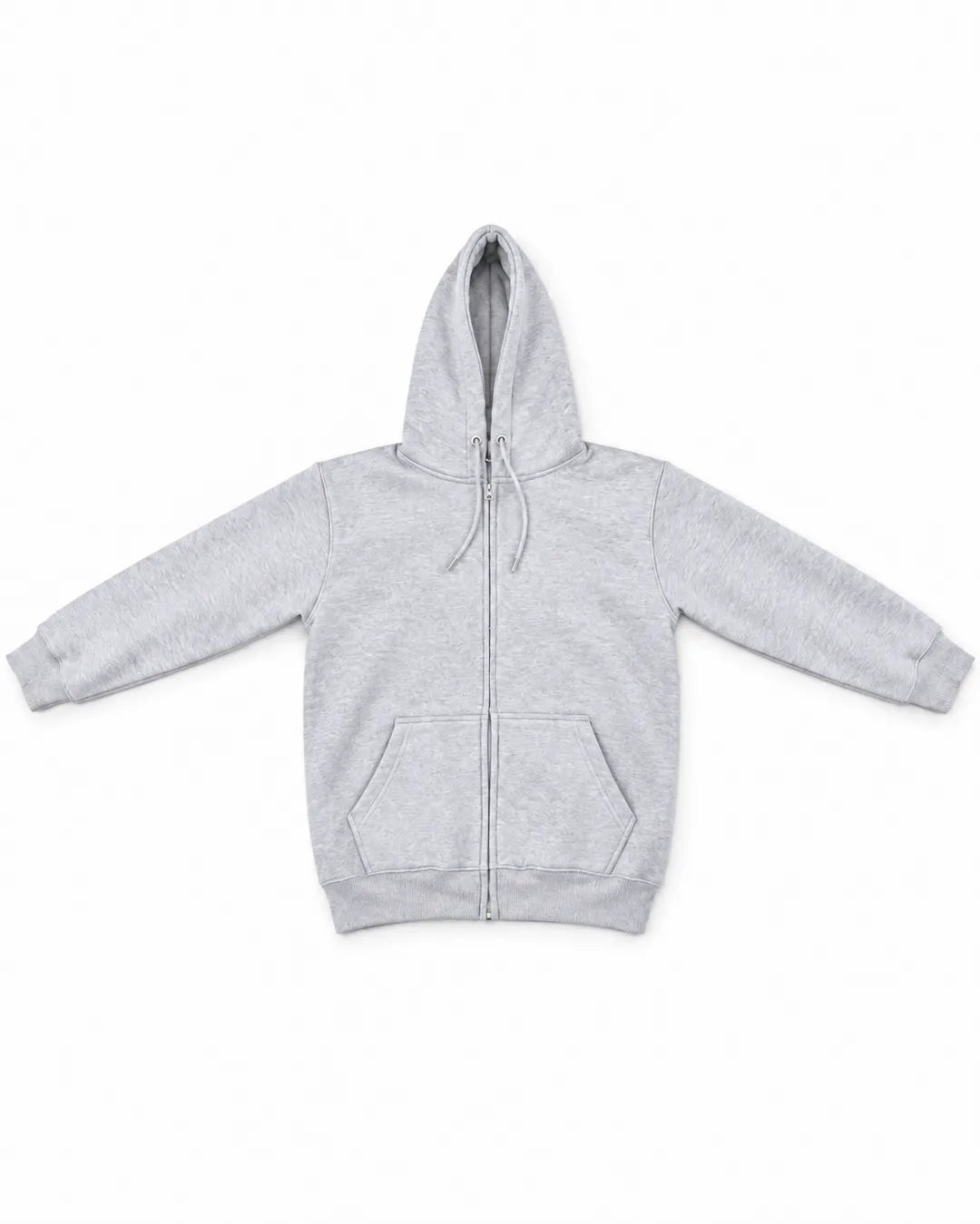 Men Light Grey Zip-Up Hoodie