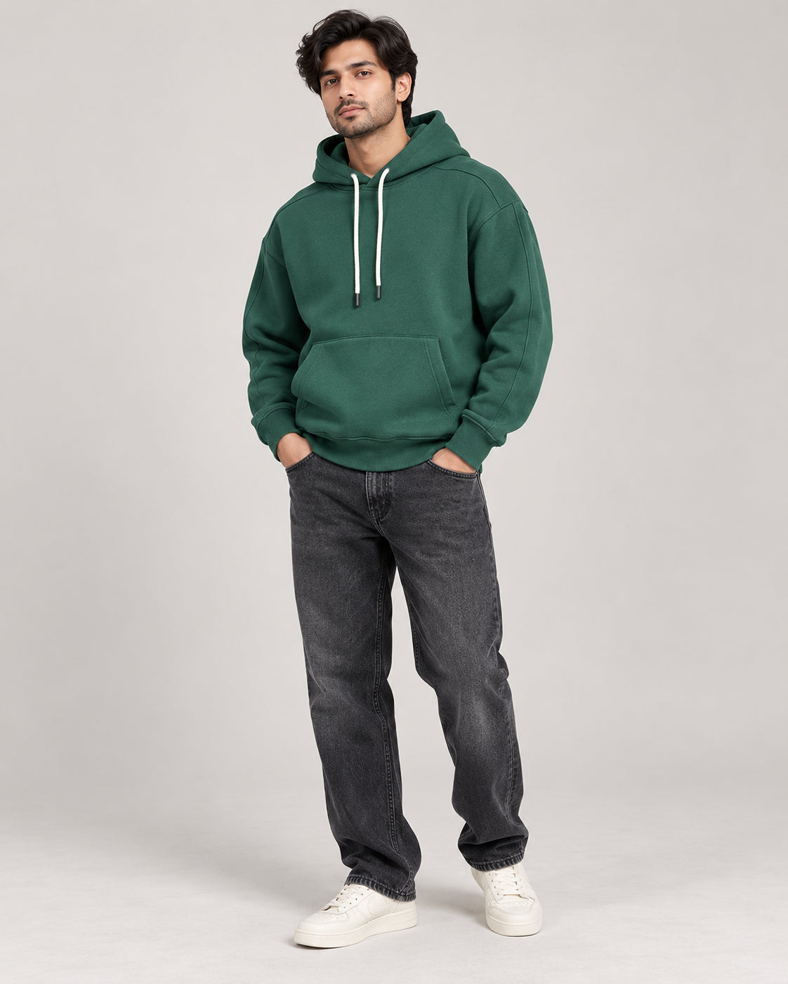 Pine Green Panel Hoodie