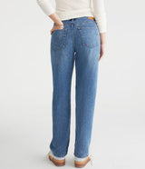 Women's Aeropstal High Rise Baggy Fit Jeans Denim Blue Color