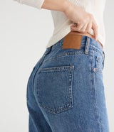Women's Aeropstal High Rise Baggy Fit Jeans Denim Blue Color