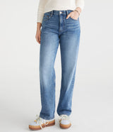 Women's Aeropstal High Rise Baggy Fit Jeans Denim Blue Color