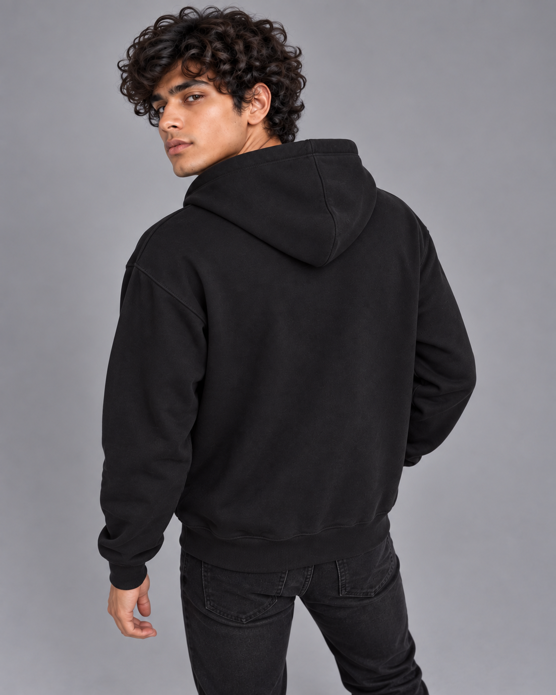 Men Black Pullover Hoodie