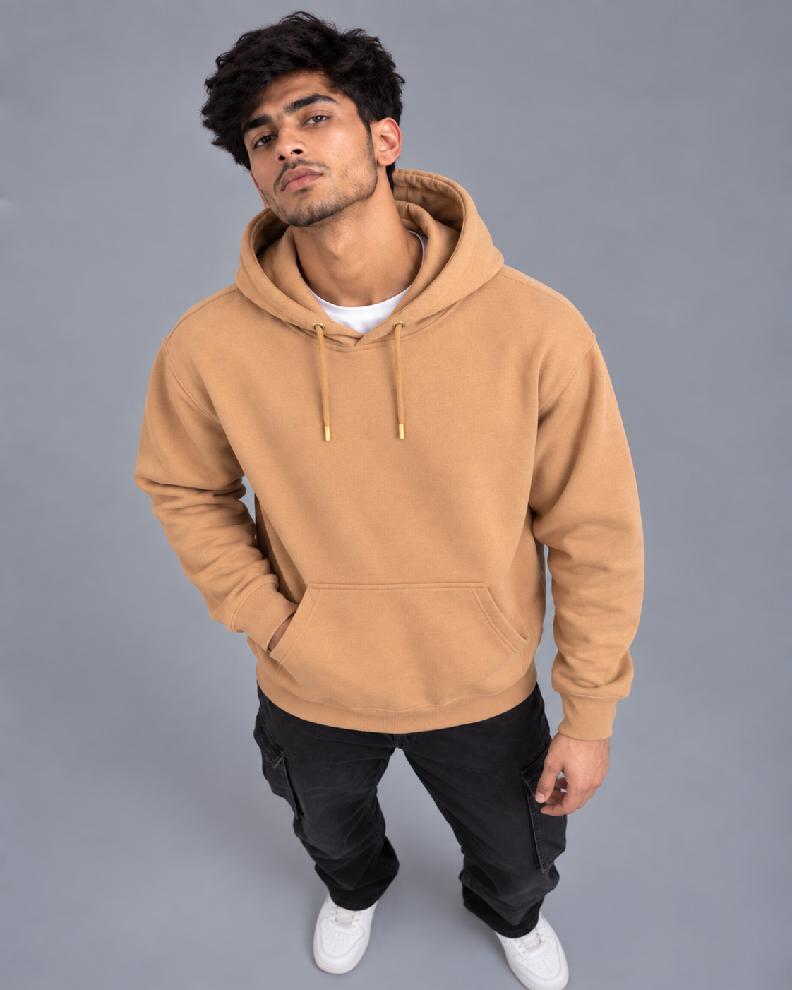 Men Camel Pullover Hoodie
