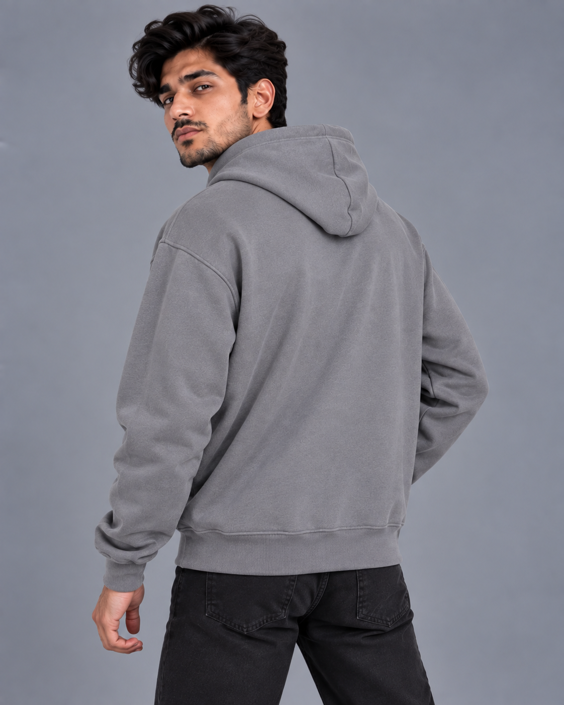 Men Grey Zip-Up Hoodie
