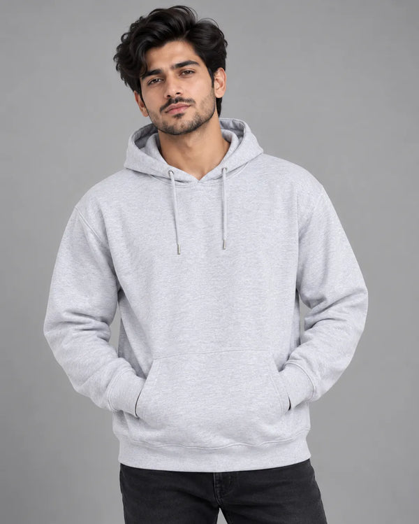 Men Light Grey Pullover Hoodie