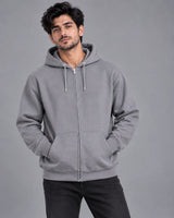 Men Grey Zip-Up Hoodie
