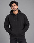 Men Black Zip-Up Hoodie