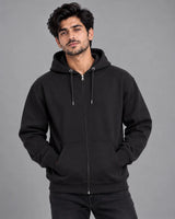 Men Black Zip-Up Hoodie