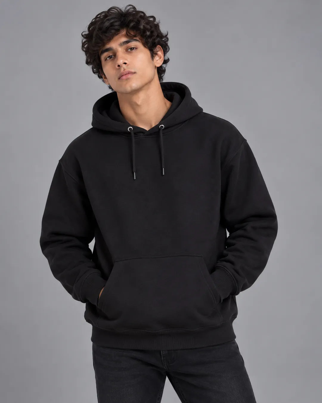 Men Black Pullover Hoodie