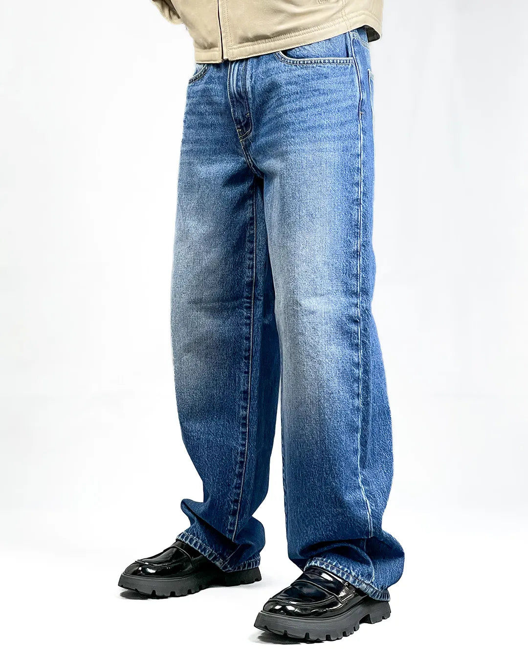 Blue Circle Unisex Baggy Fit Blue Denim Jeans