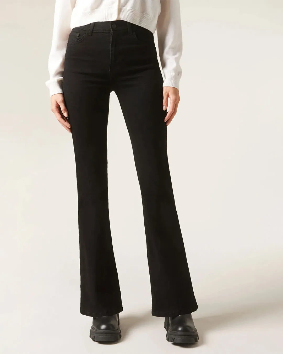 Calzedonia Women's Black Flared Stretch Jeans