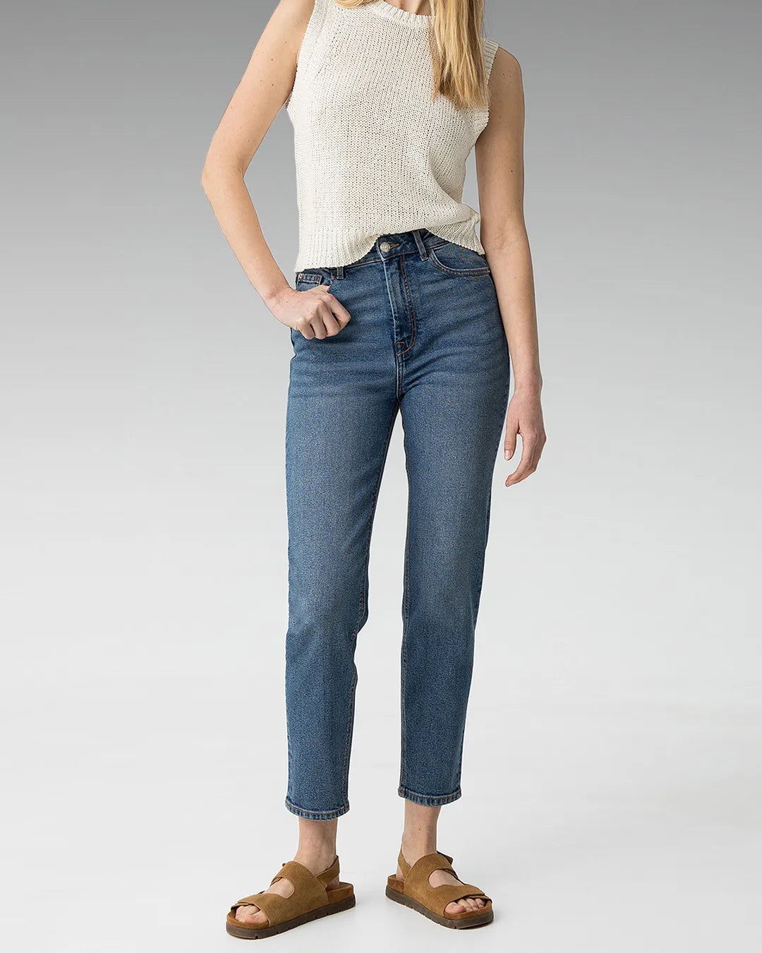 Tiffosi Mom Slim High-Waisted Blue Jeans