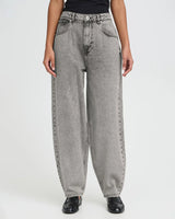 Ichi Black Stone Washed Barrel Jeans