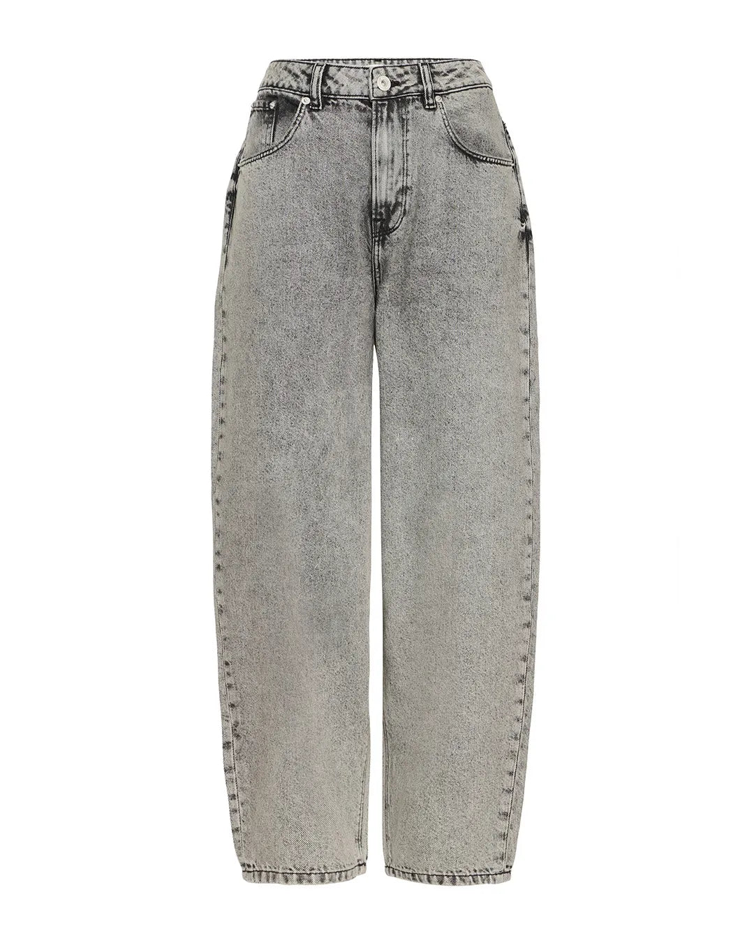 Ichi Black Stone Washed Barrel Jeans