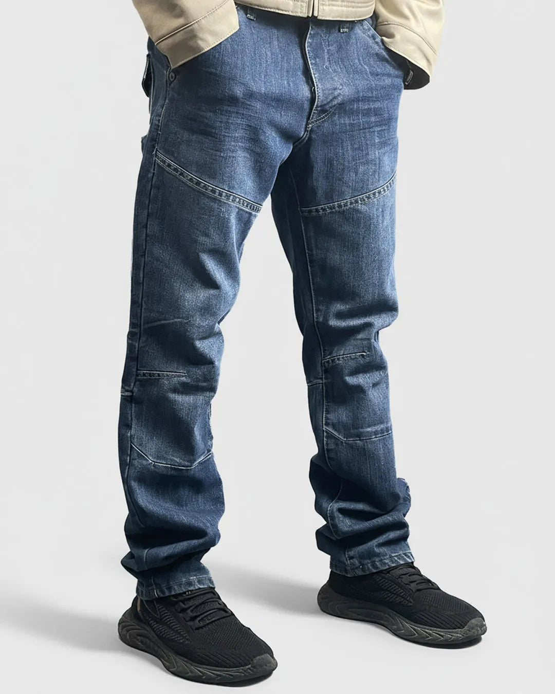 Enzo 989 Men's Dark Blue Bikers Jeans
