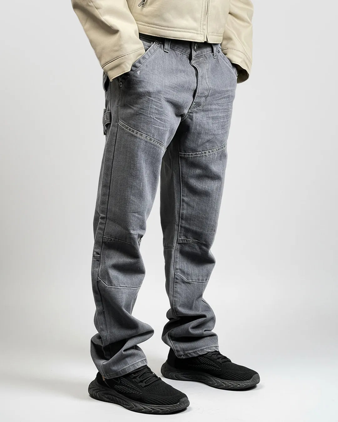 Enzo 989 Men's Grey Bikers Jeans