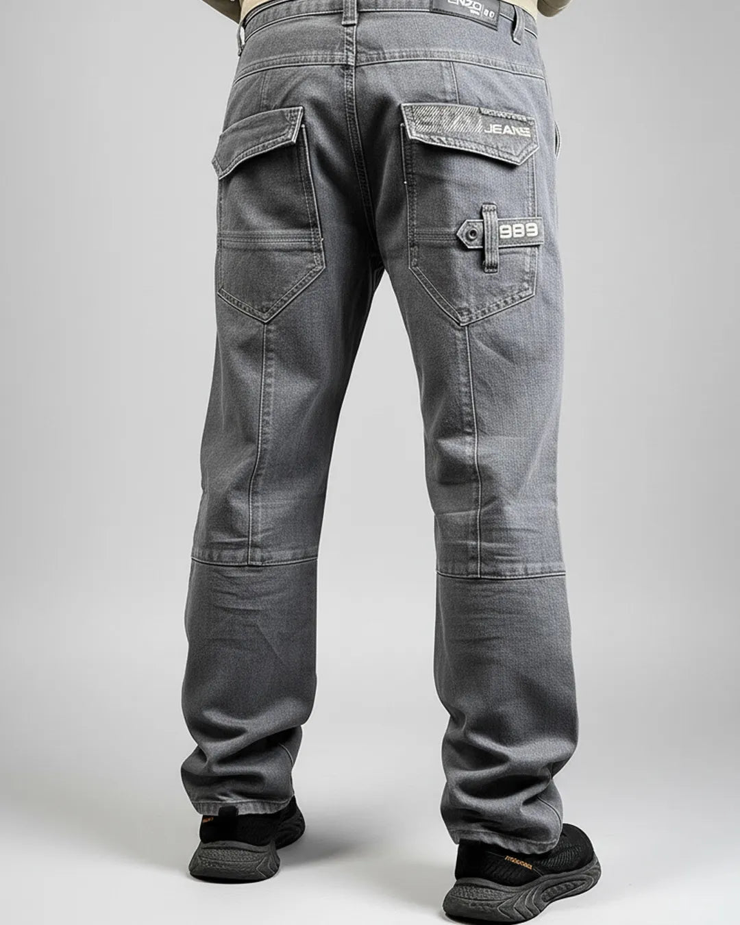 Enzo 989 Men's Grey Bikers Jeans