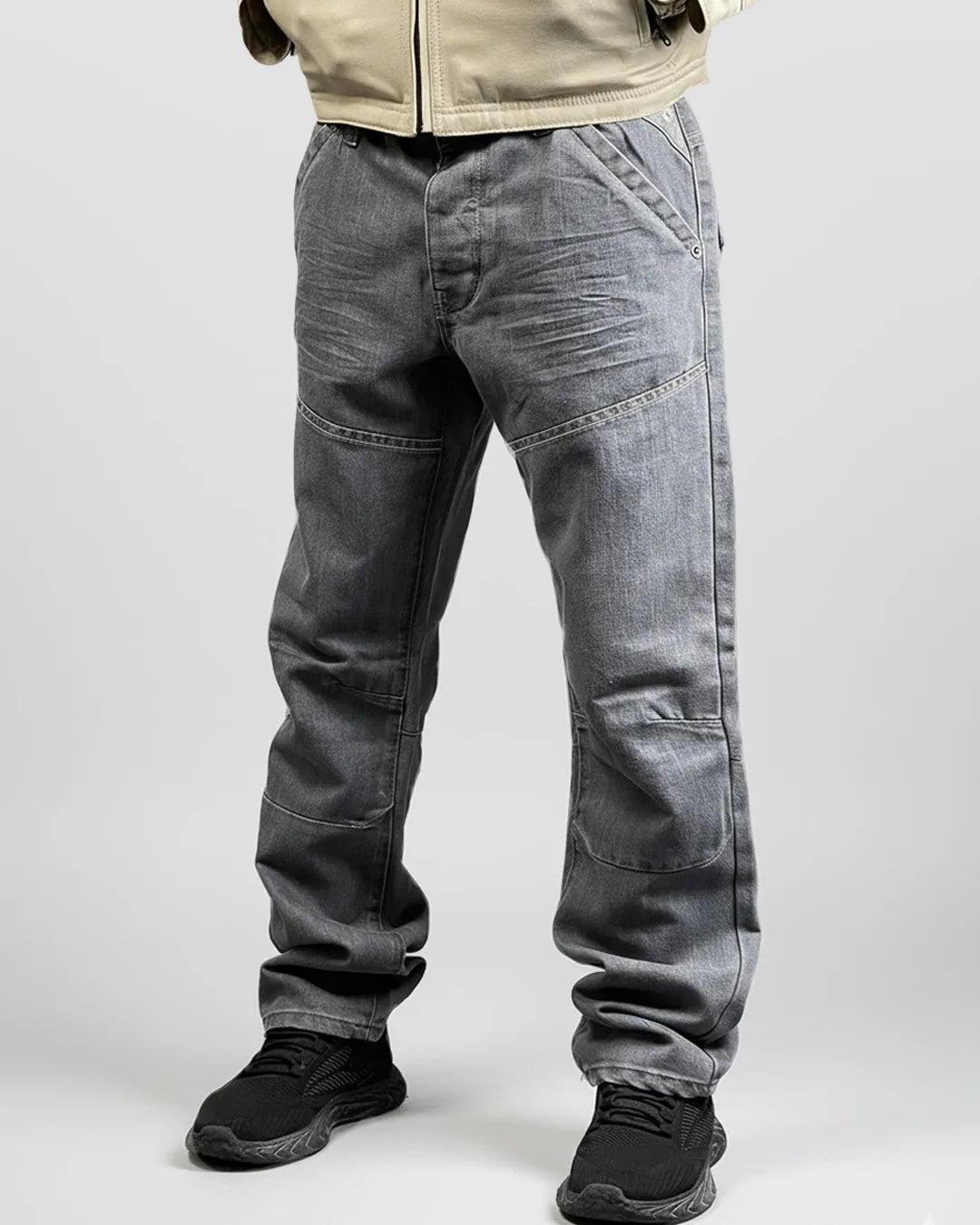 Enzo 989 Men's Grey Bikers Jeans
