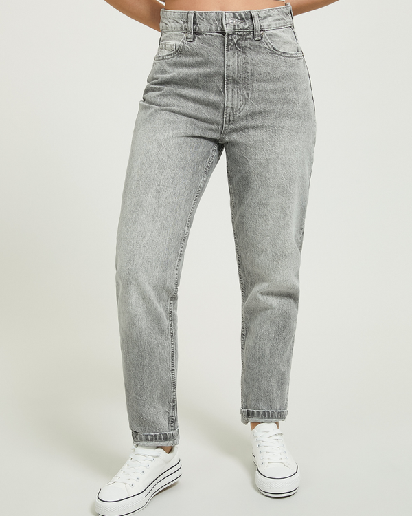 Greenpoint Women Mom Fit Jeans Grey Colour