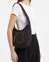 Jet Black Reworked Denim Shoulder Bag By TLD