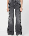Only Girls Heart Embroided Flare Denim Jeans
