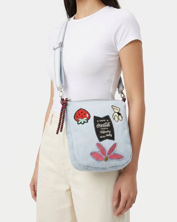 Reborn Patch Denim Crossbody Bag Glacier Blue