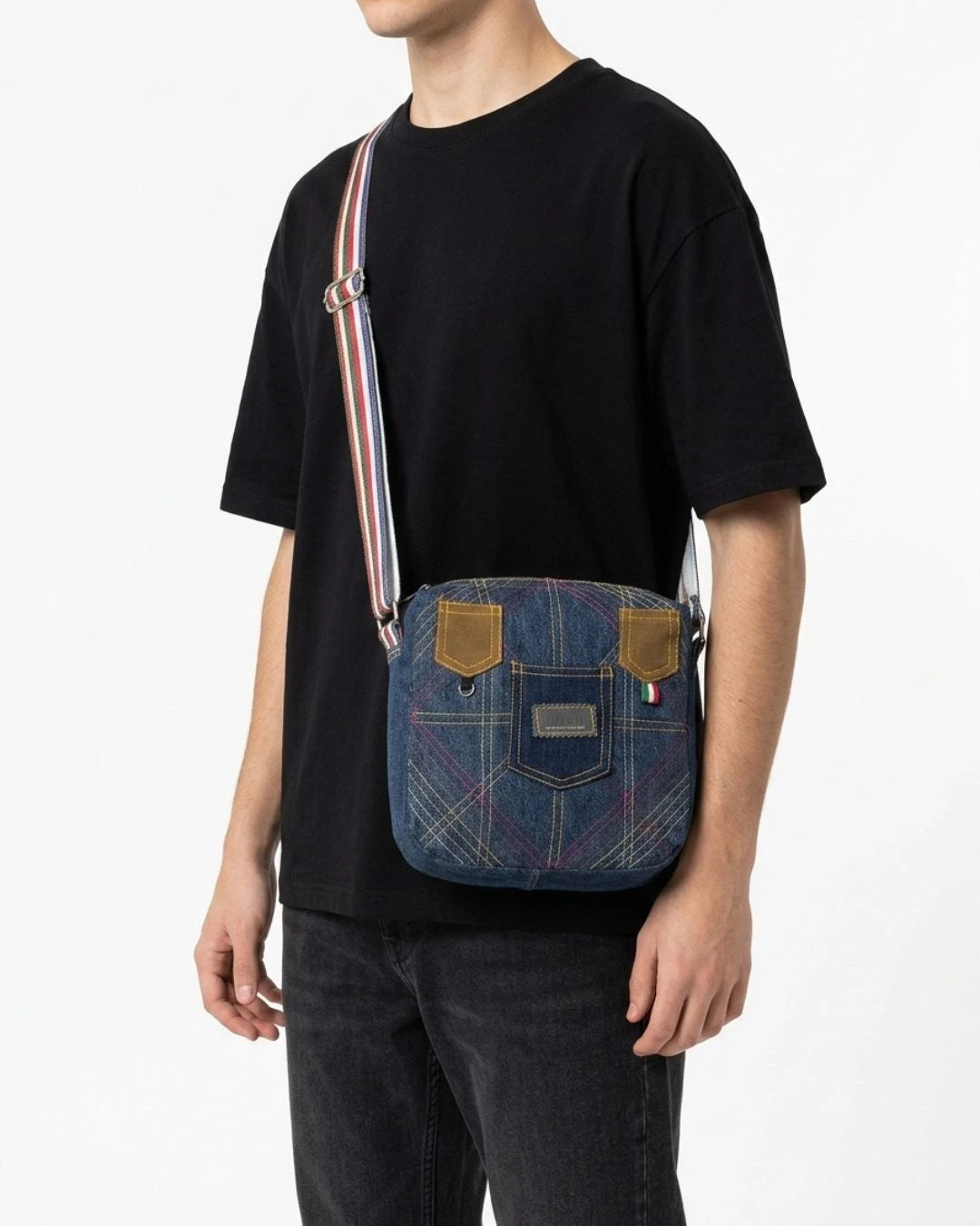 Sustainable Denim Crossbody Bag Patchwork Style By TLD