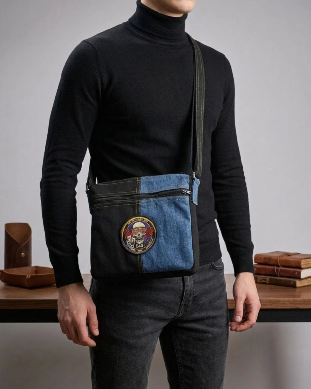 TLD Two Tone Denim Laptop Premium Crossbody MacBook iPad Messenger Bag
