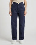 Women Relaxed Loose Fit Cross Pocket Jeans Deep Ocean Blue