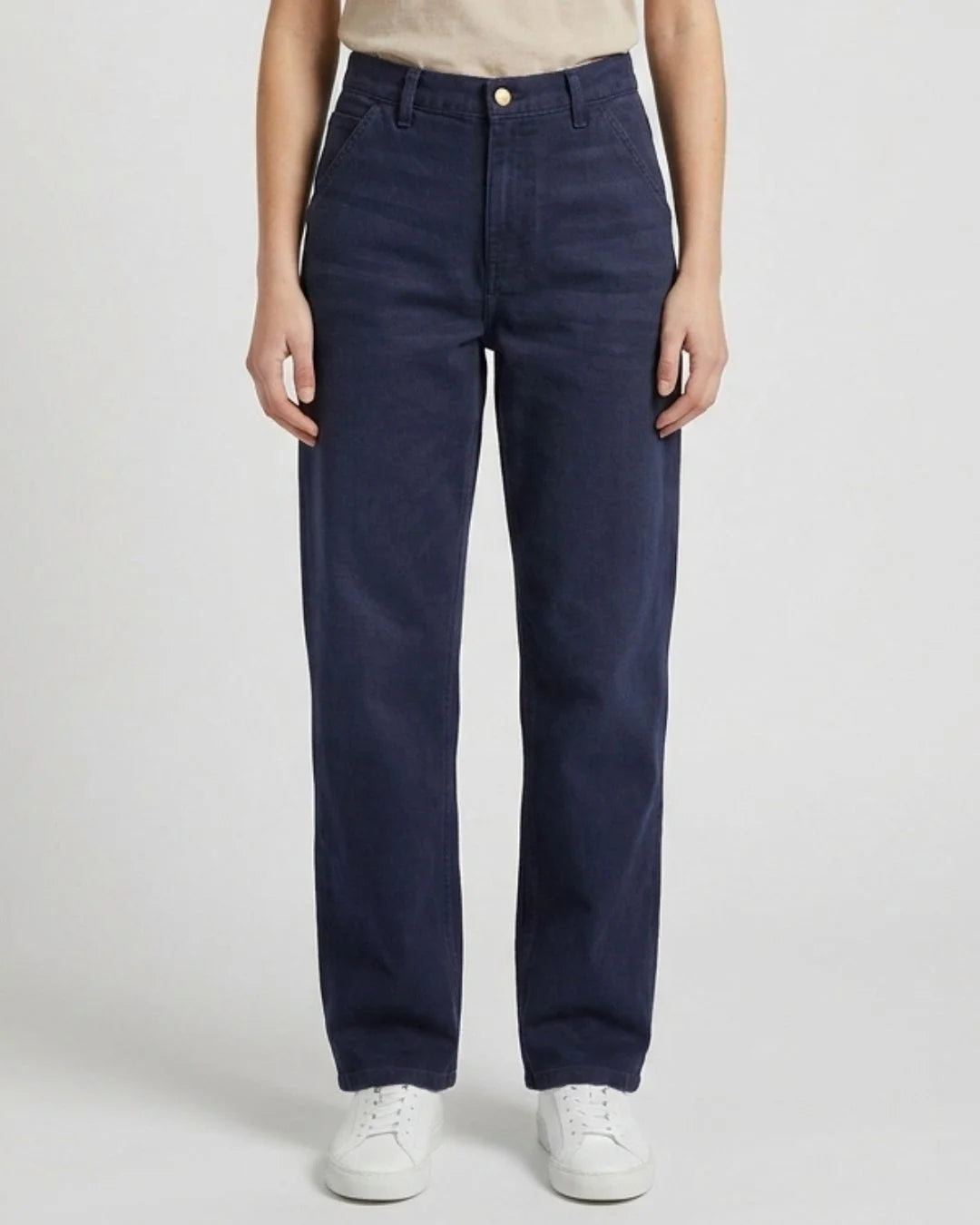 Women Relaxed Loose Fit Cross Pocket Jeans Deep Ocean Blue