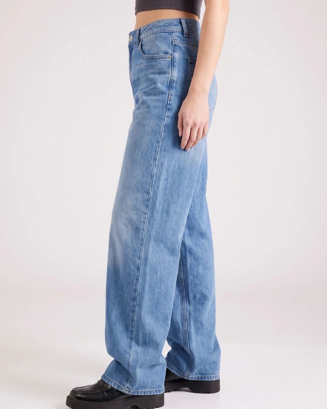 Pull And Bear Women Baggy Ice Blue Jeans
