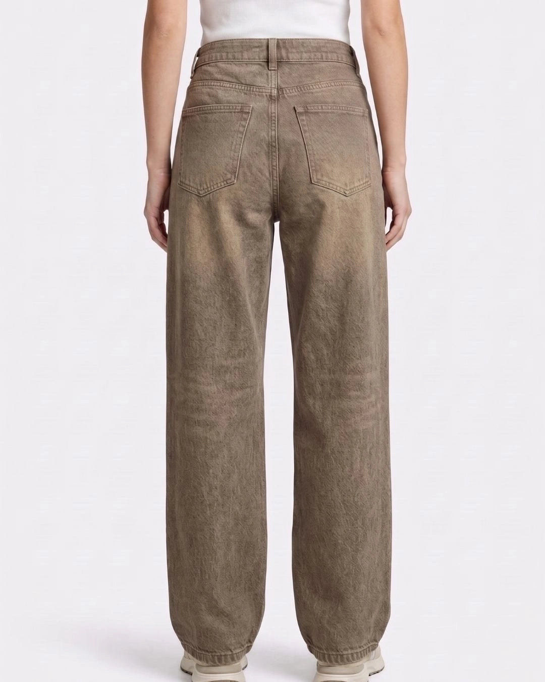 Pull And Bear Women Baggy Fit Jeans Mocha Olive
