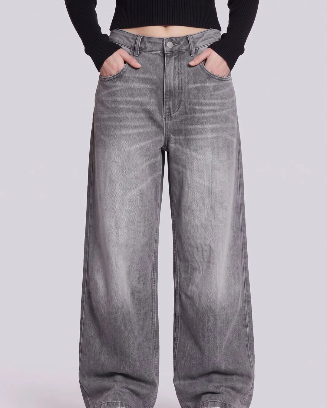 Pull And Bear Women Baggy Fit Jeans Faded Grey
