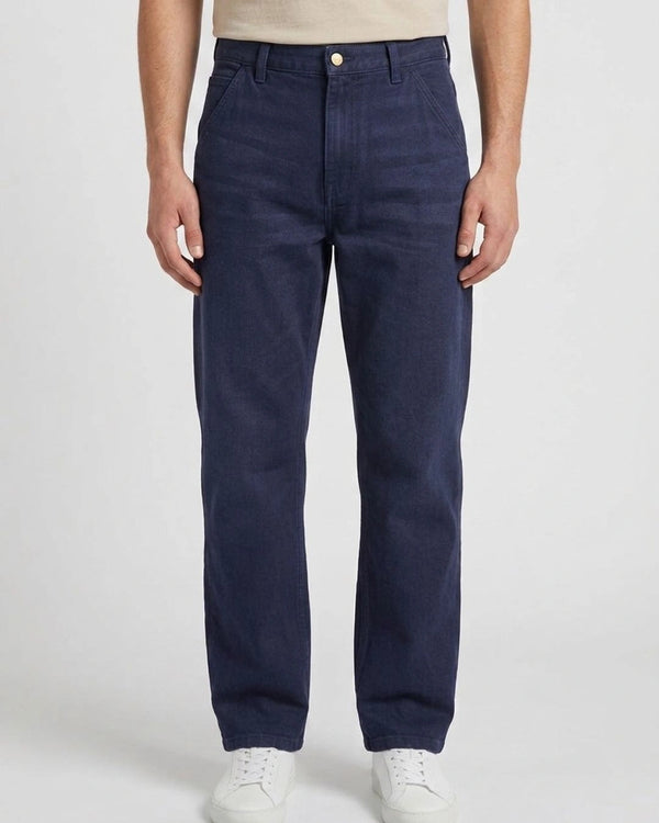 Men Relaxed Loose Fit Cross Pocket Jeans Deep Ocean Blue