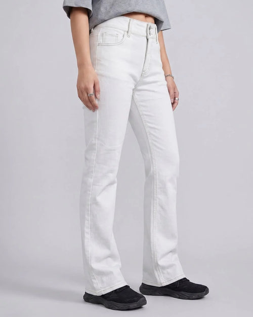 Blind Date White Flared Regular Fit Denim Jeans