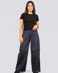 6-Pocket Cargo Wide Leg Denim Jeans