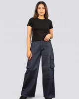 6-Pocket Cargo Wide Leg Denim Jeans