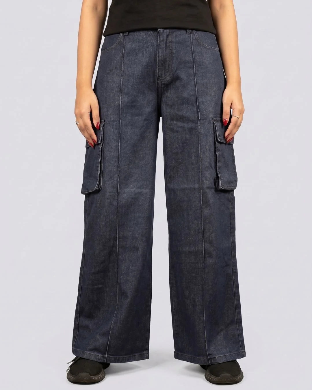 6-Pocket Cargo Wide Leg Denim Jeans