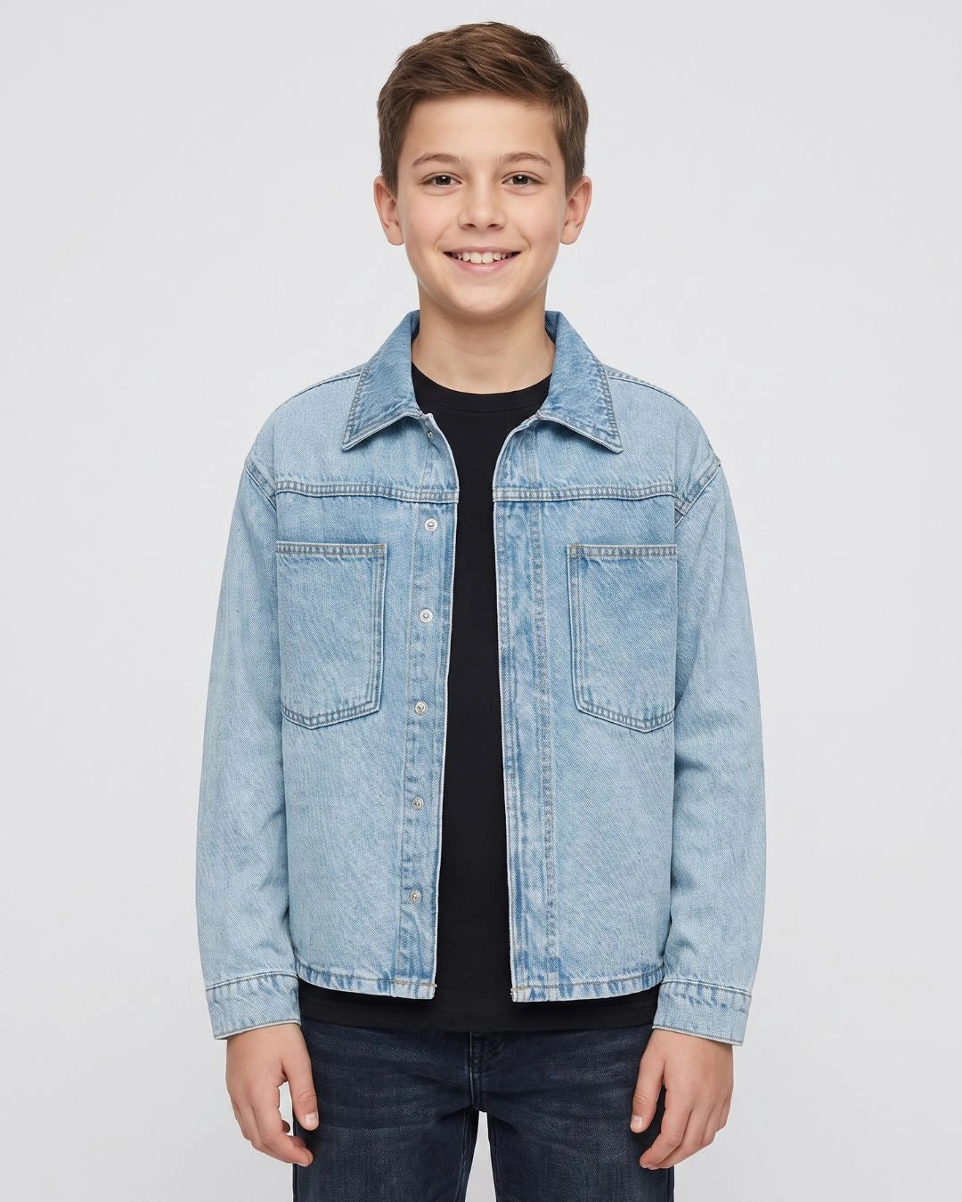 Boys Classic Ice Blue Denim Shirt Trendy Casual Wear